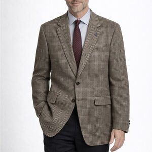 Saville Row Varsity Club Vintage 100% Wool Blazer Brown Plaid Sport Coat Men’s